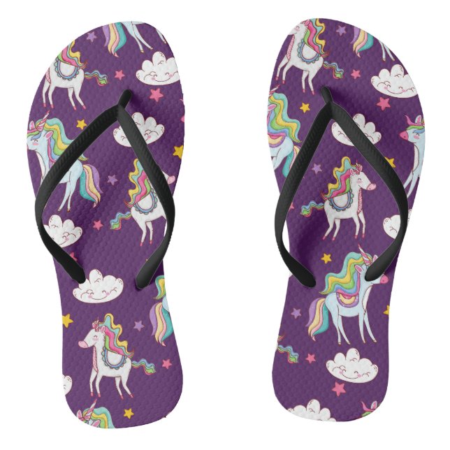 Pattern Unicorn Funny Magic Horse    Flip Flops (Footbed)