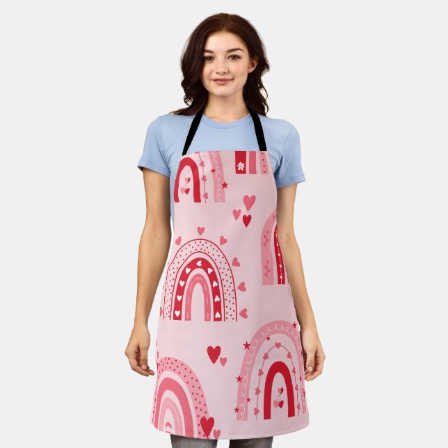 Pattern Valentine 2023 Background With Heart Love  Apron (Worn)