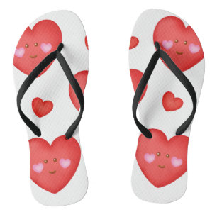 Pattern Valentine Background With Heart Love Flip Flops