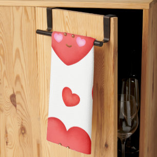 Pattern Valentine Background With Heart Love    Kitchen Towel