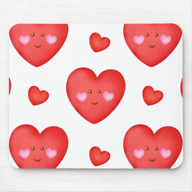 Pattern Valentine Background With Heart Love  Mouse Pad (Front)