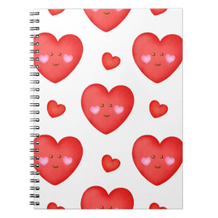 Pattern Valentine Background With Heart Love   Notebook