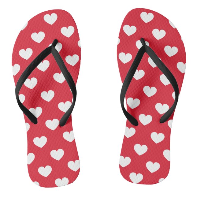 Pattern Valentine Background With Hearts Love    Flip Flops (Footbed)