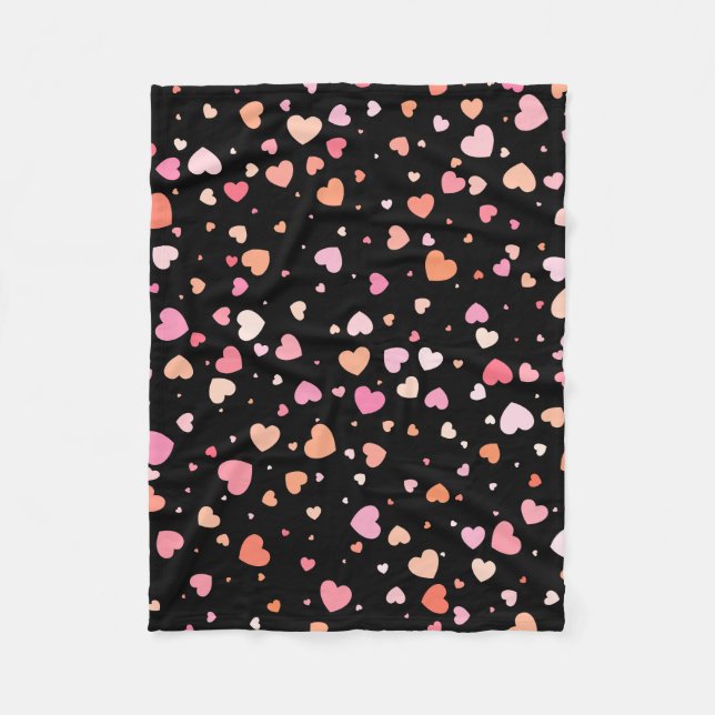 Pattern Valentine`s 2024 Background With Heart     Fleece Blanket (Front)