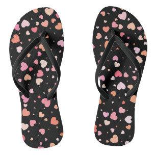 Pattern Valentine`s 2024 Background With Heart Flip Flops