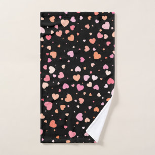 Pattern Valentine`s 2024 Background With Heart    Hand Towel