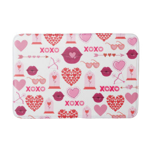 Pattern Valentine`s Day 2023 Background With Heart Bath Mat