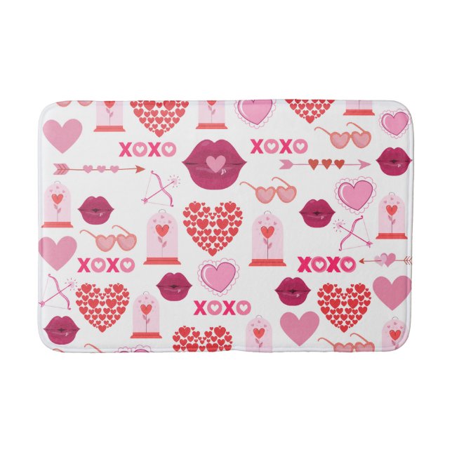 Pattern Valentine`s Day 2023 Background With Heart Bath Mat (Front)