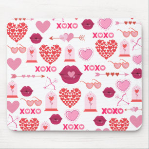 Pattern Valentine`s Day 2023 Background With Heart Mouse Pad