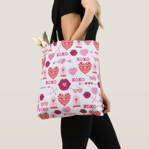 Pattern Valentine`s Day 2024 Background With Heart Tote Bag