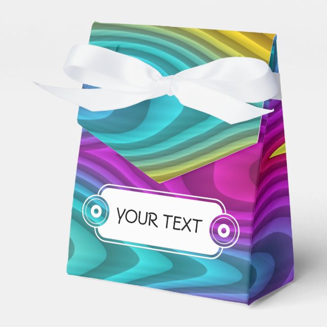 Pattern - waves - neon coloured + your text favor box (Front Side)