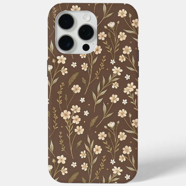 Pattern Wildflowers Brown Background Case-Mate iPhone Case (Back)