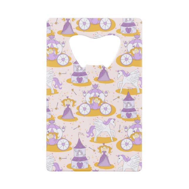 pattern with a princess credit card bottle opener (Front)