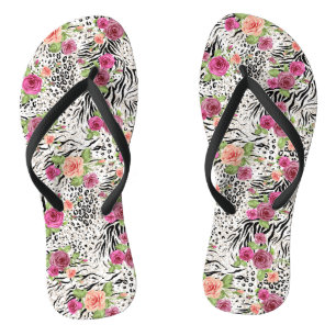Pattern With Animal Prints Flip Flops
