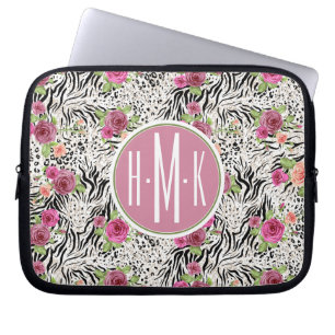 Pattern With Animal Prints Monogram Laptop Sleeve