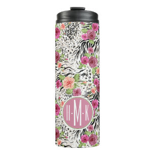 Pattern With Animal Prints   Monogram Thermal Tumbler
