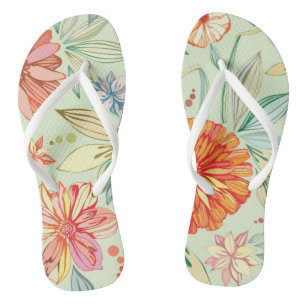 Pattern with asters flip flops