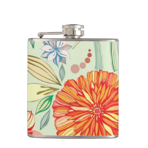 Pattern with asters hip flask