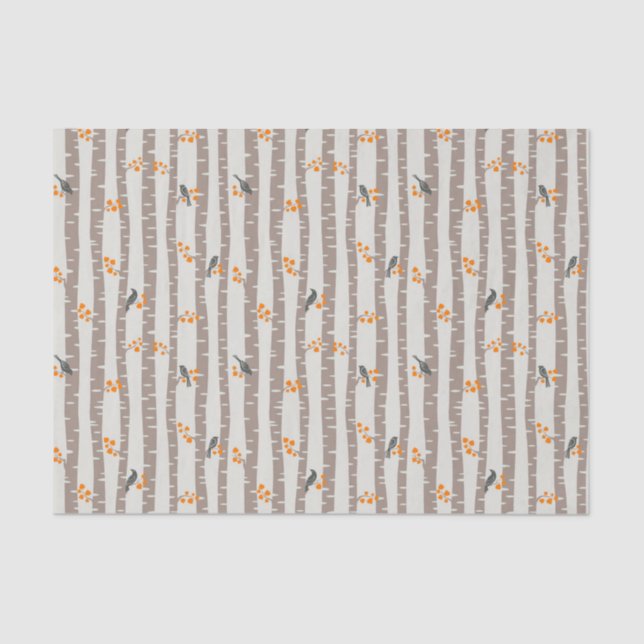 Pattern with autumn trees and birds tissue paper (Front)