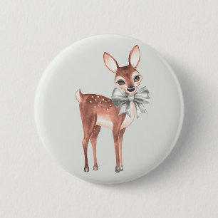 Pattern with Baby Deer 1 2 Inch Round Button
