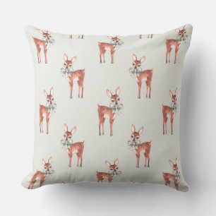 Pattern with Baby Deer 1 Throw Pillow