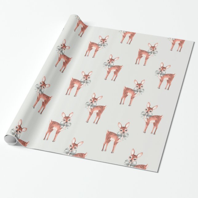 Pattern with Baby Deer 1 Wrapping Paper (Unrolled)
