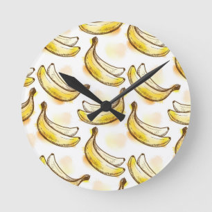 Pattern with banana round clock
