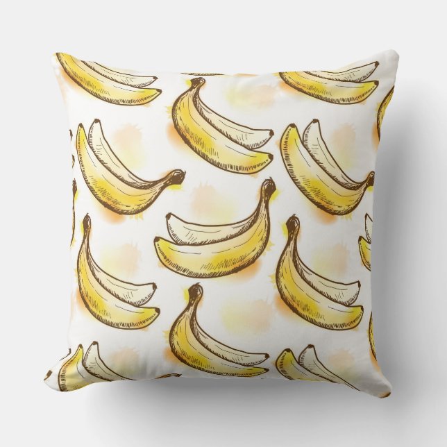Pattern with banana throw pillow (Front)