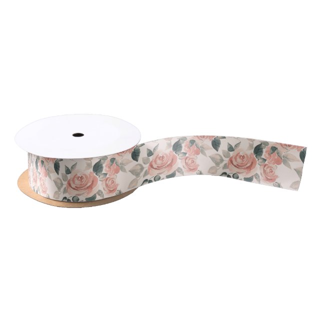 Pattern with beautiful roses /21 satin ribbon (Spool)