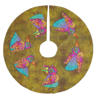 Pattern With bird creatures Brushed Polyester Tree Skirt