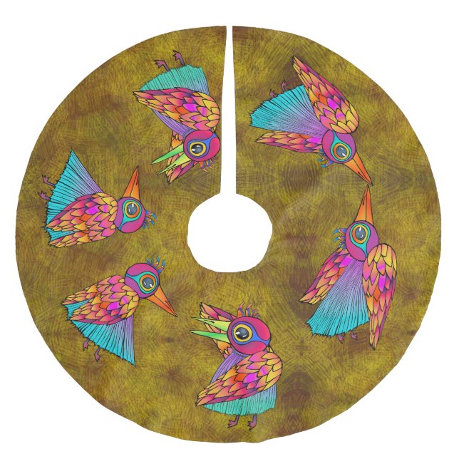 Pattern With bird creatures Brushed Polyester Tree Skirt (Front)