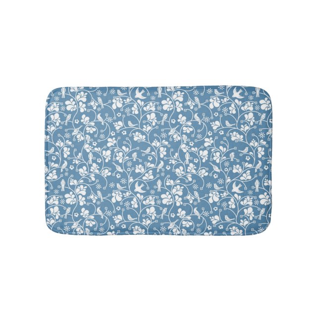 pattern with birds and plants ornament bath mat (Front)