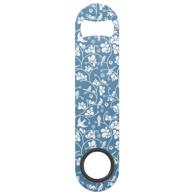 pattern with birds and plants ornament speed bottle opener (Front)