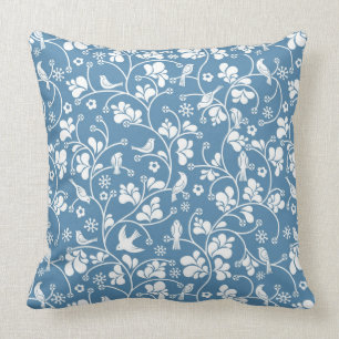 pattern with birds and plants ornament throw pillow