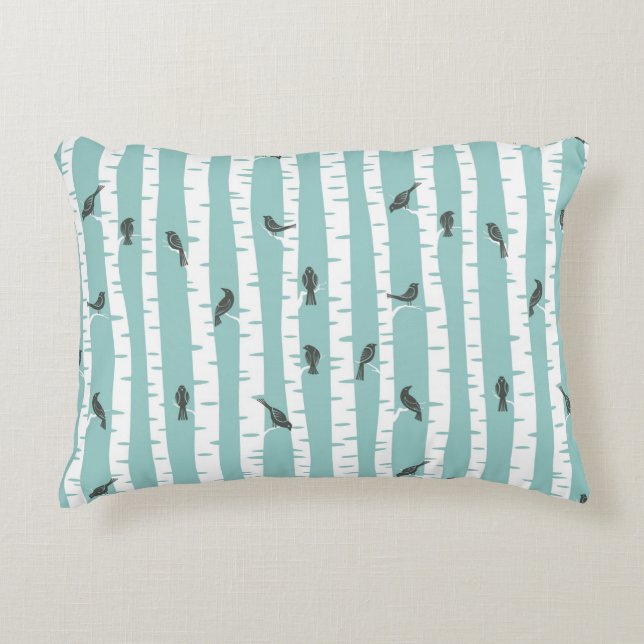 Pattern with birds and trees accent pillow (Front)