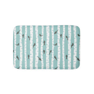 Pattern with birds and trees bath mat