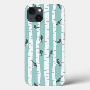 Pattern with birds and trees iPhone 13 case
