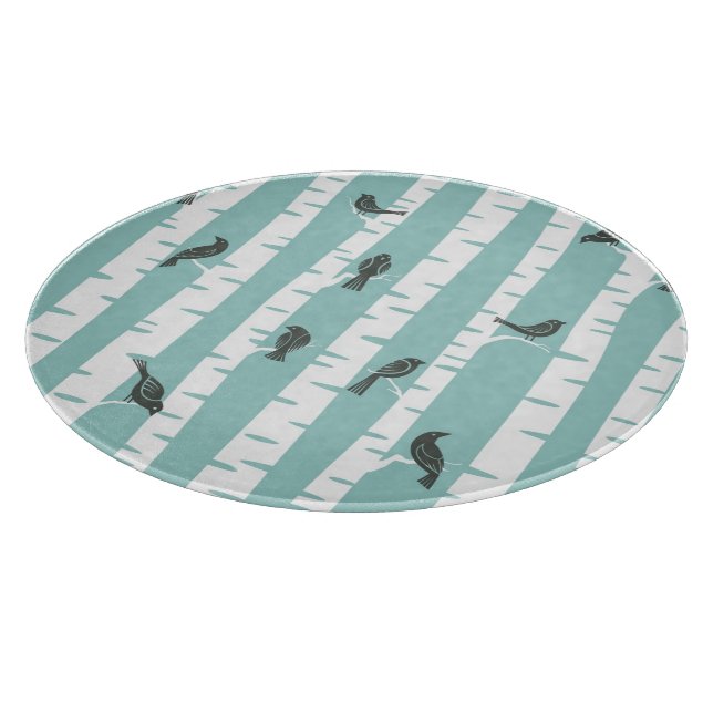 Pattern with birds and trees cutting board (Corner)