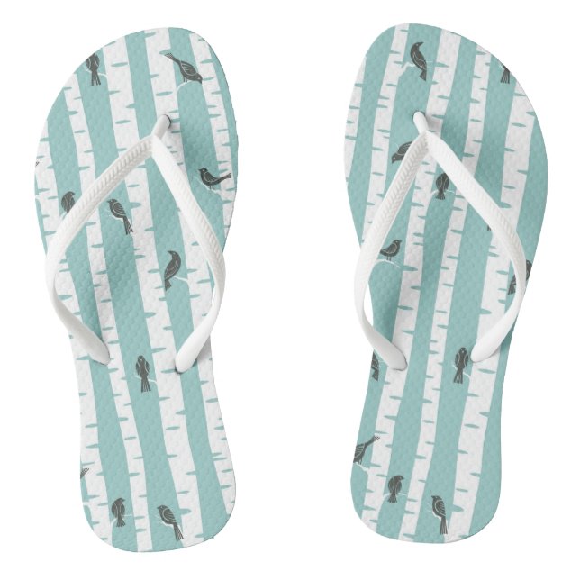 Pattern with birds and trees flip flops (Footbed)