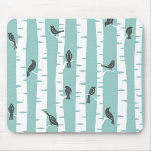Pattern with birds and trees mouse pad