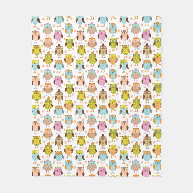 pattern with birds fleece blanket (Front)