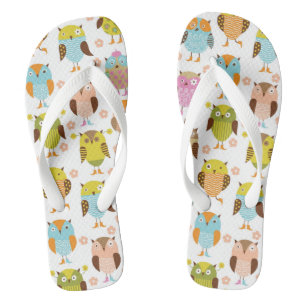 pattern with birds flip flops