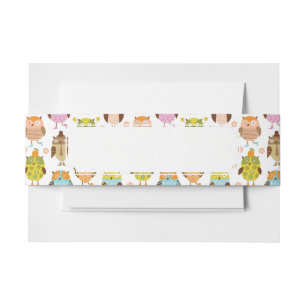 pattern with birds invitation belly band