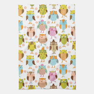 pattern with birds kitchen towel