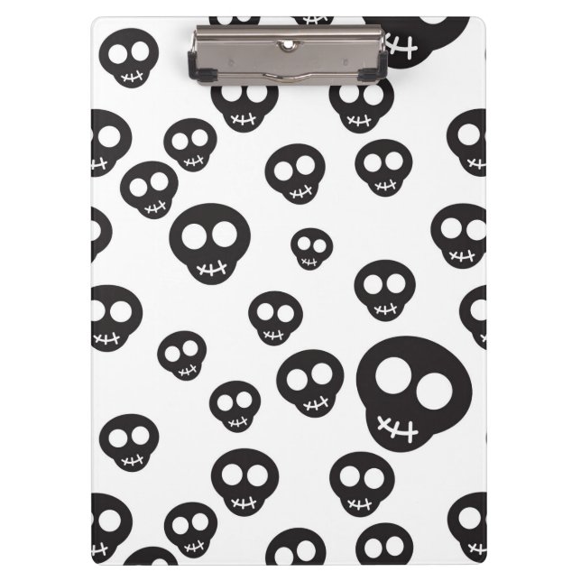 Pattern with black skulls on white clipboard (Front)