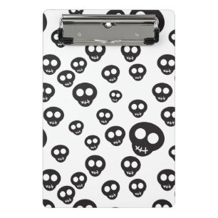 Pattern with black skulls on white mini clipboard