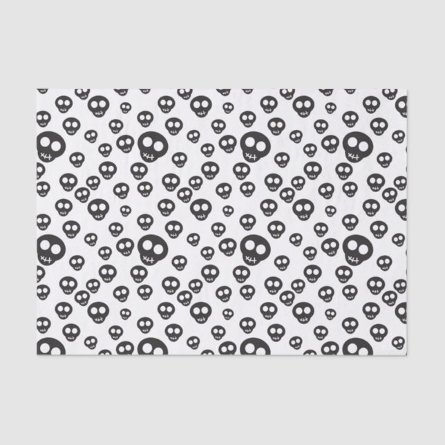 Pattern with black skulls on white tissue paper (Front)