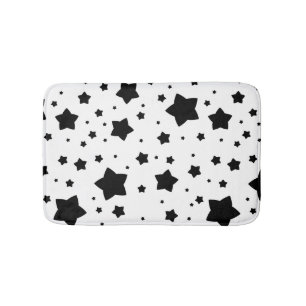 Pattern with Black Stars Bath Mat