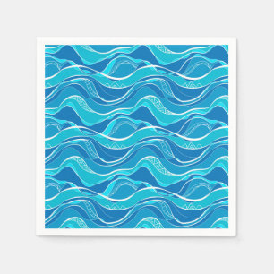 Pattern with blue waves with white tribal pattern  napkin