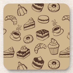 Pattern With Cakes, Desserts And Bakery Coaster
